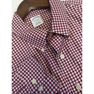 Brooks Brothers Milano 1818‎ Red Plaid Long Sleeve Button Down Shirt Mens XL